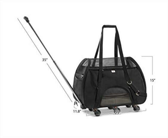 WPS Airline Approved Removable Wheeled Pet Carrier for Small Pets.