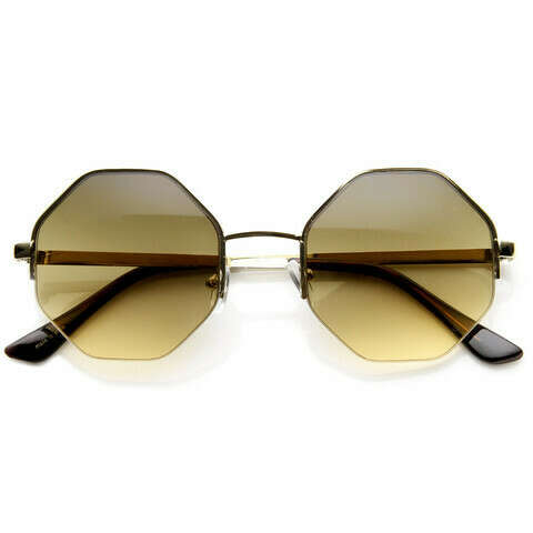 Womens Trendy Retro Octagon Metal Fashion Sunglasses 9127