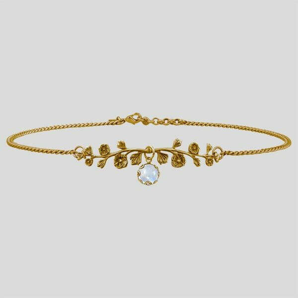 DARK BLOOM. Rainbow Moonstone Choker - Gold