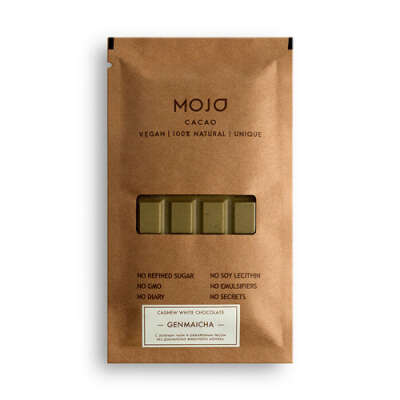 Шоколад Mojo Cacao "С зеленым чаем и обжаренным рисом"