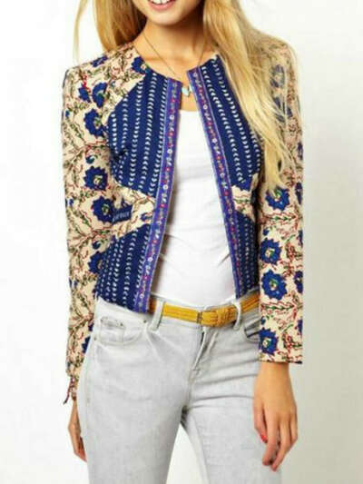 Vintage Jacket In Floral Print - Choies.com