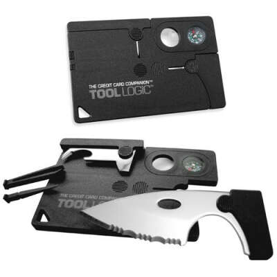 Tool Logic CC1SB Credit Card Companion with Serrated 2-Inch Steel Blade, Lens and Compass, 9-Tools Total, Black Finish:Amazon:Home Improvement