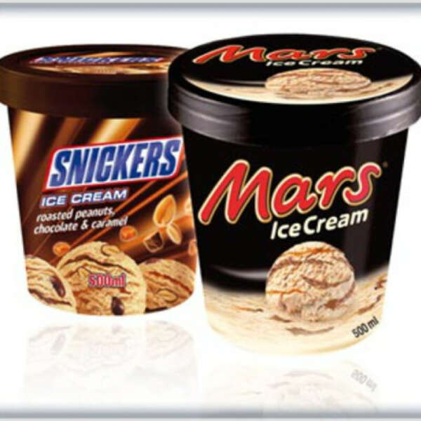 Мороженое сникерс и марс