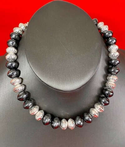 Ruby 18" Black and White Fancy | Haley Beads