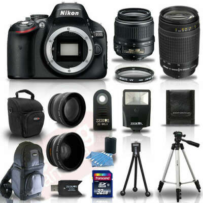 Nikon D5100 Digital SLR Camera + 4 Lens Kit: 18-55mm VR + 70-300 mm +32GB Kit