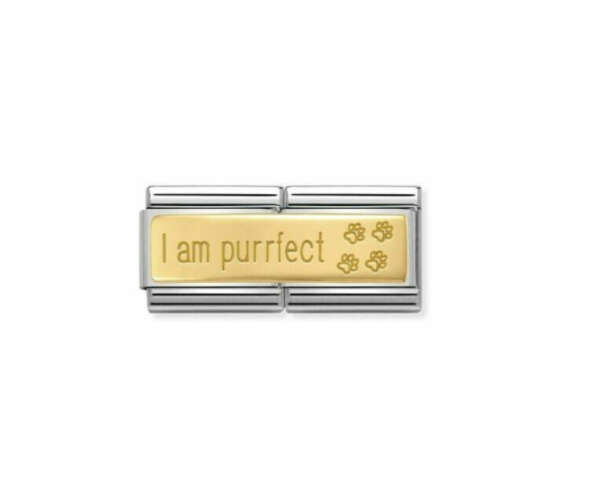 Звено двойное CLASSIC символ "I AM PURRFECT" сталь/золото Nm 030710/18