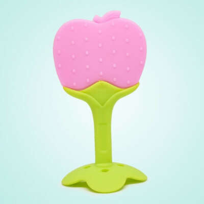 Buddsbuddy Apple Shaped Silicone Baby Teether, Pink