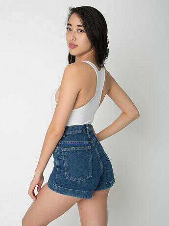 Dark Wash High-Waist Jean Cuff Short