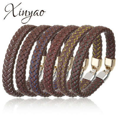 Handmade Braided Wrist Band Leather Rope Chain Bracelet for Men