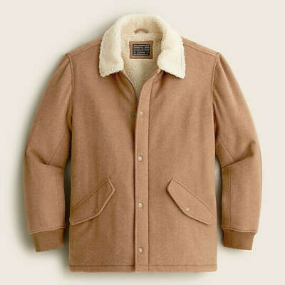 Sherpa-lined wool-blend varsity jacket with Prima J. Crew