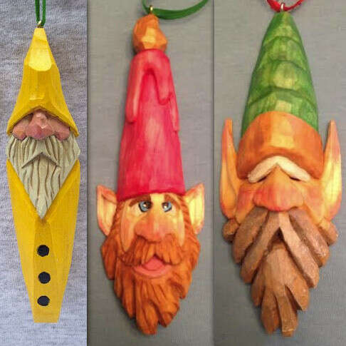 Carving of gnome faces