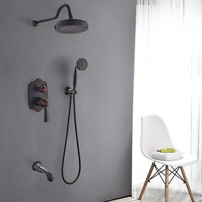 Antique Oil-rubbed Bronze Wall Mounted Ceramic Valve Shower Faucet– FaucetSuperDeal.com