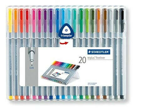 Triplus Fineliner Pens, .3mm, Metal Clad Tip, 20/PK