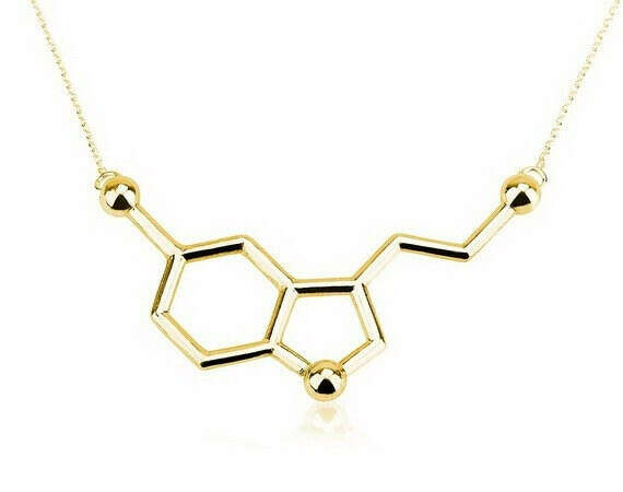 2016 New Fashion Necklaces Copper Serotonin Molecule Pendant Necklace With Long Chain  for Women Birthday Party Gifts XL012 купить на AliExpress