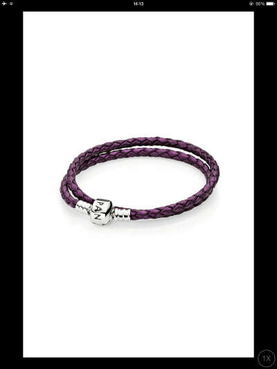 Фиолетовый кожаный двойной браслет