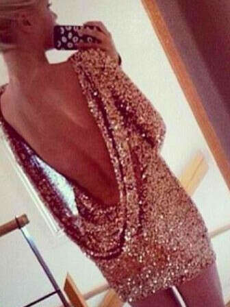 Luxurious Golden Sequin Backless Party Dress - Choies.com