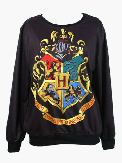 Hogwarts School Crest Print Sweatshirt - Choies.com