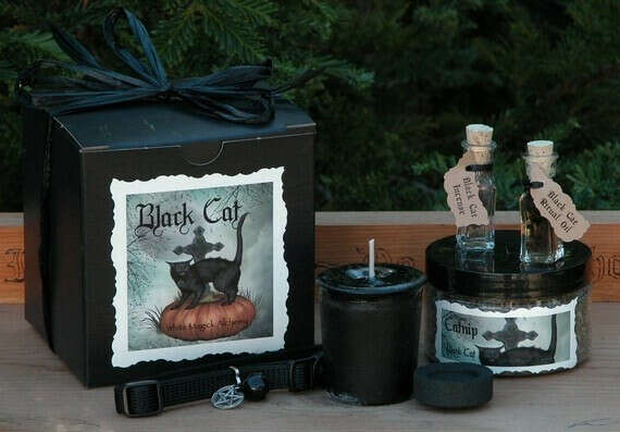 Black Cat Boxed Set of Magickal Goodies and Gifts for your Familiar . The Original Black Cat Brand