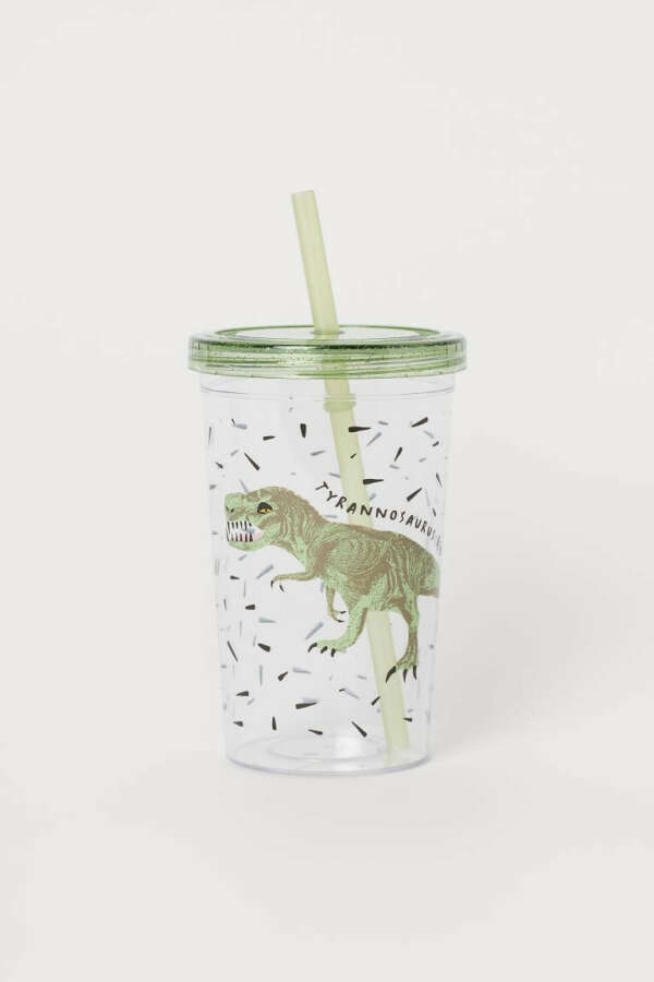 Пластиковый стакан с трубочкой Тираннозавр рекс