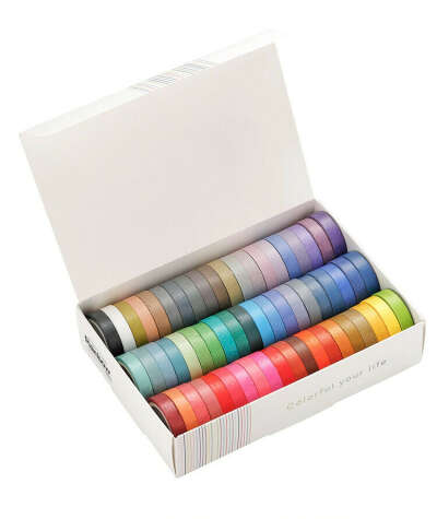 60 Pcs/Set Basic Solid Color Washi Tape Rainbow