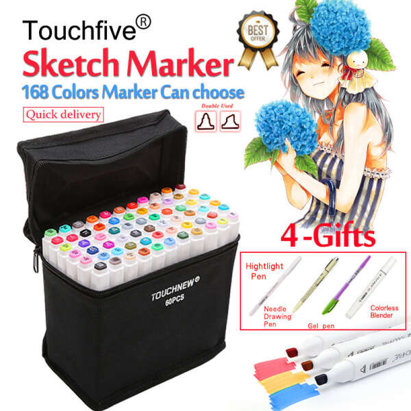 Touchfive 30/40/60/80/168 Цвета набор маркеров для живописи Dual Head маркеры для эскизов кисть для рисовать Manga анимация Дизайн товары для рукоделия купить на AliExpress