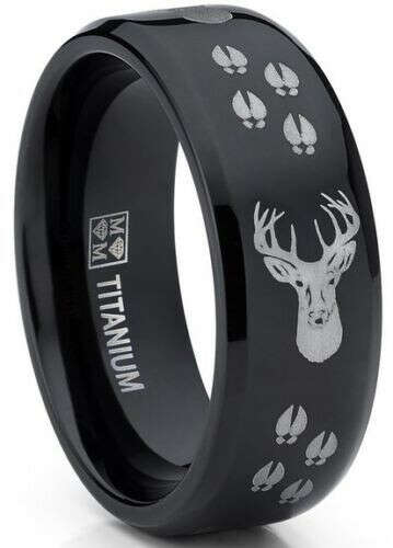 Black Deer Head Track Titanium Ring