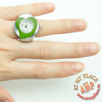 Часы-кольцо Heart - зеленые