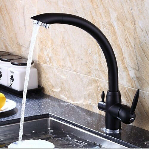 Contemporary Black Standard Spout  Kitchen Faucet– FaucetSuperDeal.com