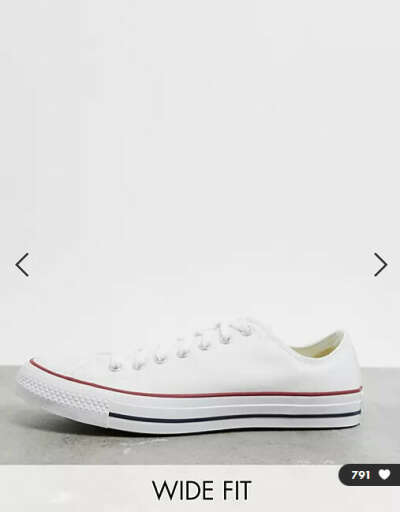 Converse Chuck Taylor All Star Ox Wide Fit trainers in white UK6