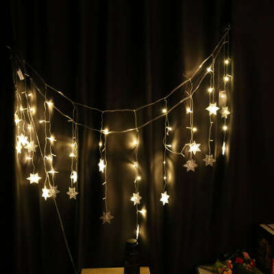 LED Fairy Snowflake Curtain String Lights EU Plug - brixini.com