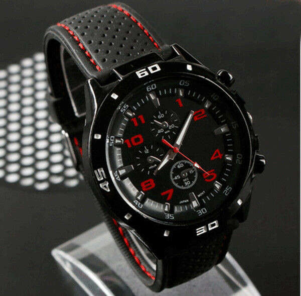 Fashion Black Stainless Steel Luxury Sport Analog Quartz Clock Mens Wrist Watch