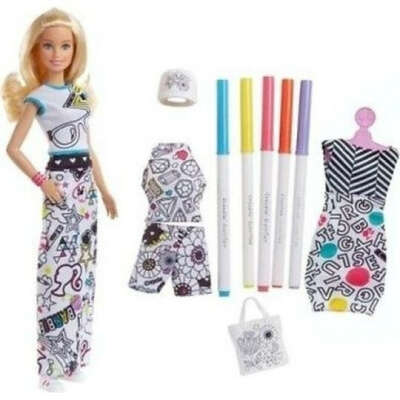Игровой набор Barbie Одежда с раскраской 29 см
