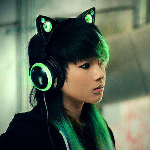 Wired Cat Ear Headphones GREEN