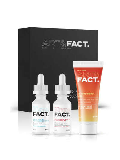 ART&FACT. / Подарочный набор косметики. Комплекс уходовой дермокосметики для жирной и комбинированной кожи: сыворотки для лица, крем для лица.
