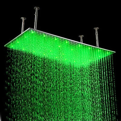 20 x 39 inch Stainless Steel Shower Head with Color Changing LED Light - FaucetSuperDeal.com