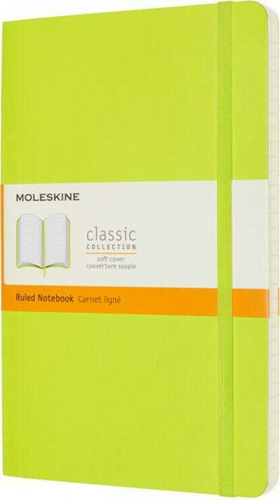 Записная книжка Moleskine Classic Soft(мягкая обложка), в линейку, Large (13х21см), салатовая