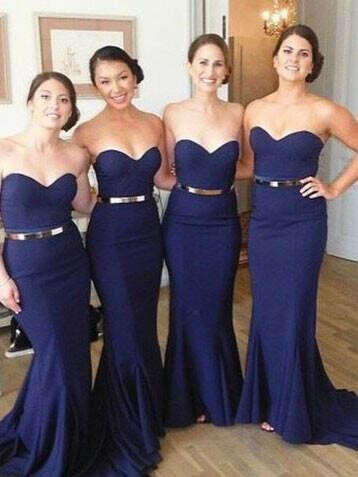 Trumpet/Mermaid Bridesmaid Dresses Sweetheart Long Bridesmaid Dresses kmy518