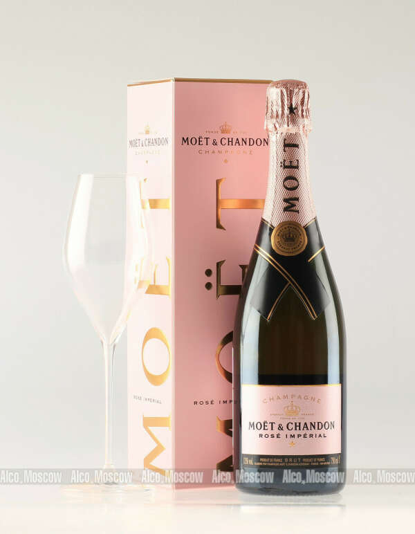 Игристое вино розовое сухое Моет & Шандон, "Империаль" Брют Розе, в подарочной упаковке, 0.75 л — купить французское шампанское Moet & Chandon, Brut "Imperial" Rose, в подарочной коробке, Moet Chandon, Франция, 750 мл — цена