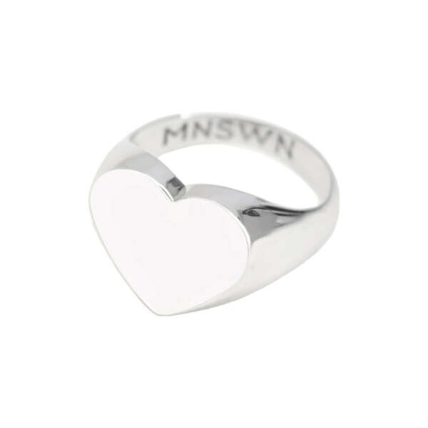 Silver Big White Heart Ring // VLV 16 размер
