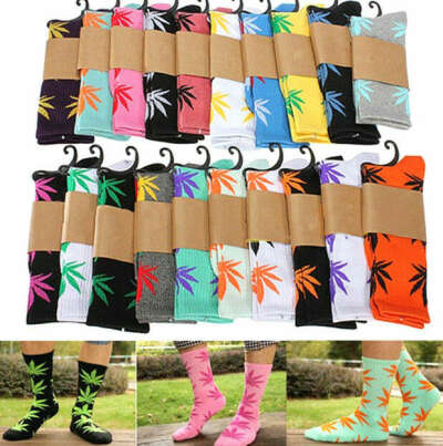 FD485 Unisex Plant Marijuana Cannabis Plantlife Weed Leaf Life High Sock ~1pair~