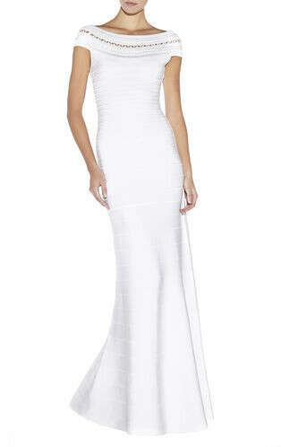 Sophia Braided Ottoman Bandage with Crochet Gown Herve Leger