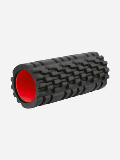 Массажный фитнесс-роллер, диаметр около 15 см, чёрный/темно-серый, можно с элементами красного/бордового