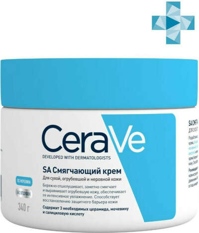CeraVe Крем для ухода за кожей SA Смягчающий, для сухой, огрубевшей и неровной кожи, 340 г
