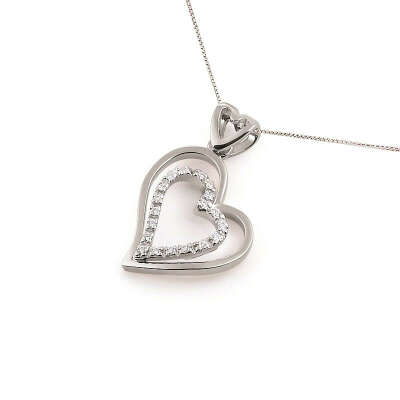 Heart Diamond Pendant White Gold 18K