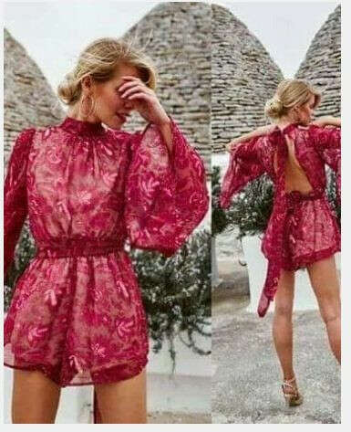 Loretta cranberry playsuit HIRE ONLY