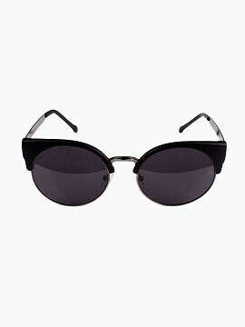 Black Half Frame Angular Cat Eye Sunglasses - Choies.com