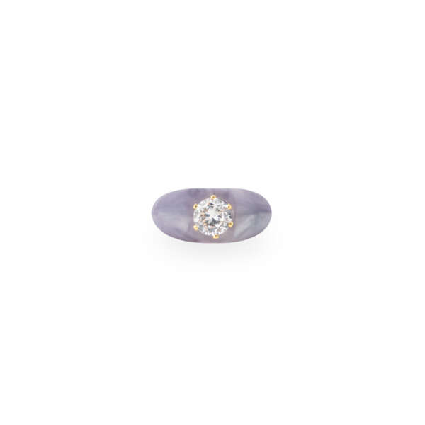 Фиолетовое колечко с круглым кристаллом