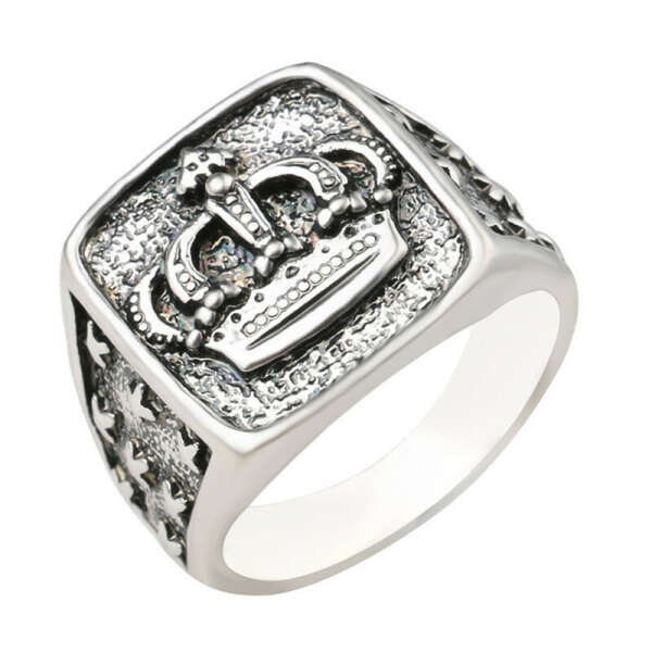 Punk Fashion Silver Color Carved Crown Vintage Finger Ring for Men - Top Dudes