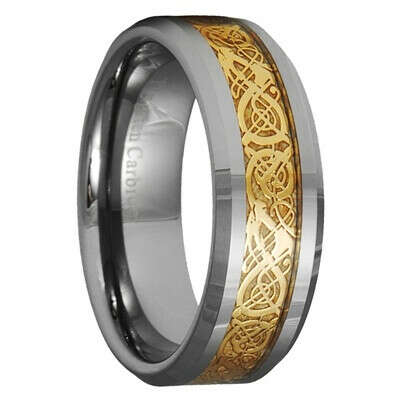 Dragon Tungsten Carbide Celtic Ring Mens Jewelry Wedding Band Silver Size 7 -15