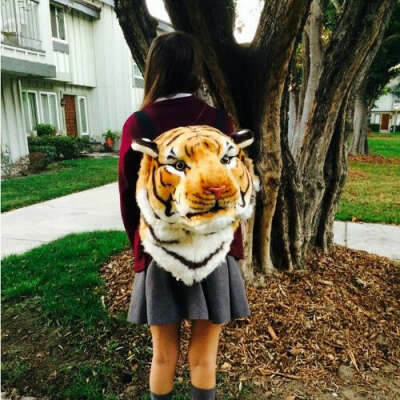 3D Tiger Head Plush Backpack